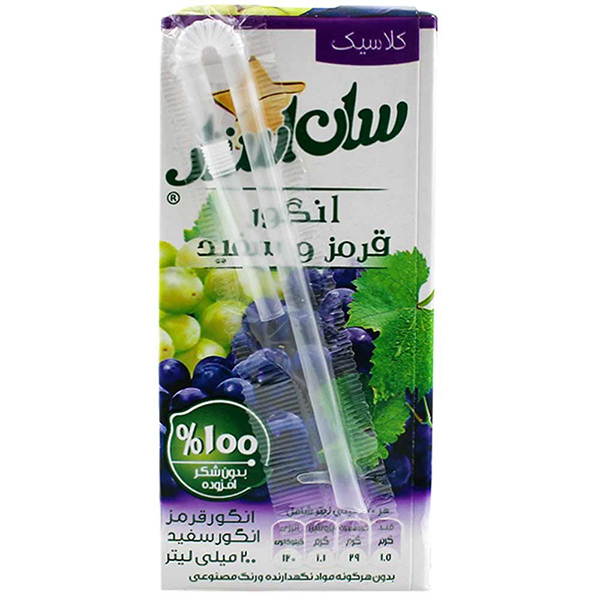 نوشیدنی آب انگورقرمز وسفید بدون شکر200 سان استار