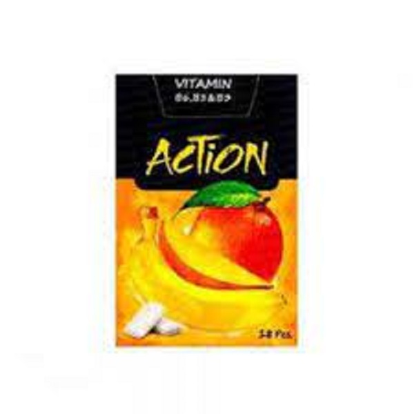 آدامس دراژه بدون شکر ویتامینه موزانبه جعبه اکشن