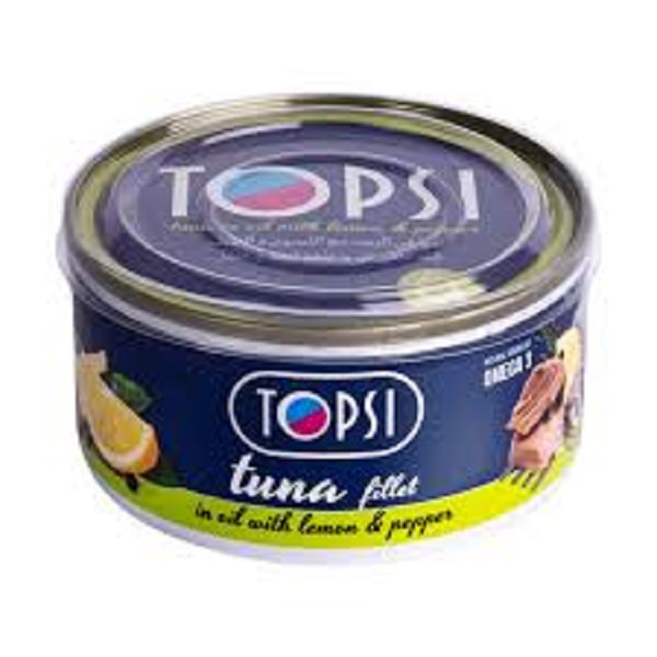 کنسرو تن ماهی فیله درروغن بادرب شفاف 180 تاپسی