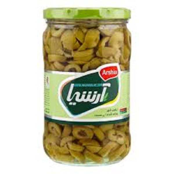 زیتون شور 660 گ شیشه بی هسته ایرانی آرشیا
