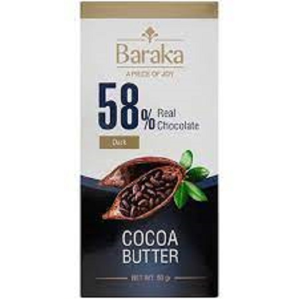 شکلات تابلت کره دار 58درصد 80گ باراکا