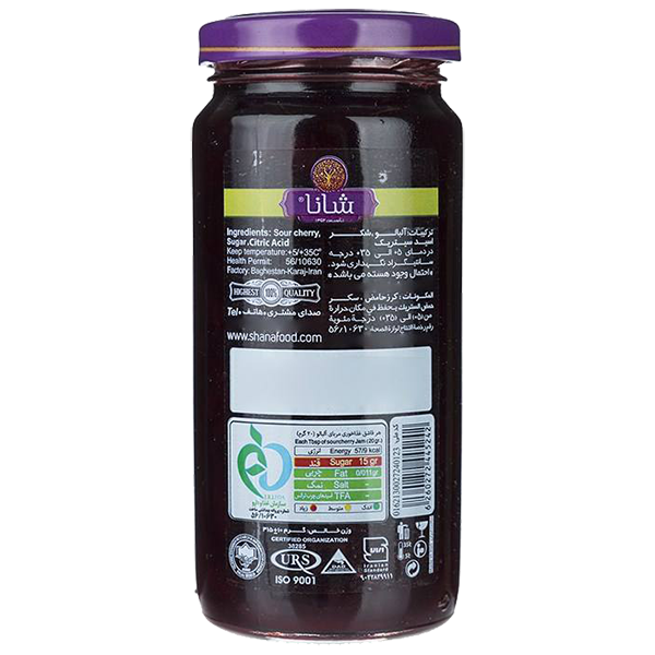 مربا آلبالو شیشه بلند 315 شانا